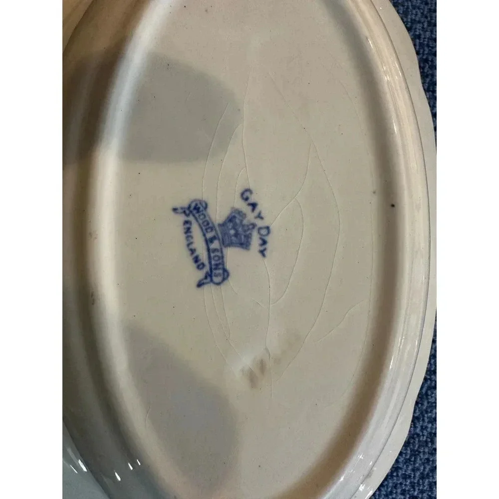 Wood and Son's GAY DAY Blue & White Floral Print Vegetable Bowl